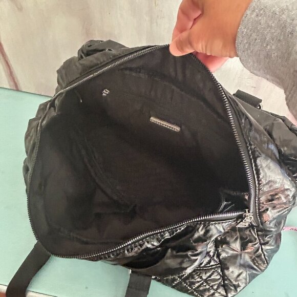 Steve Madden Black Large Quilted Tote Weekender Shoulder Bag Canvas Handles - Picture 5 of 11